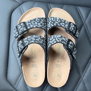 Birkenstock Black and Gray Leopard Sandals